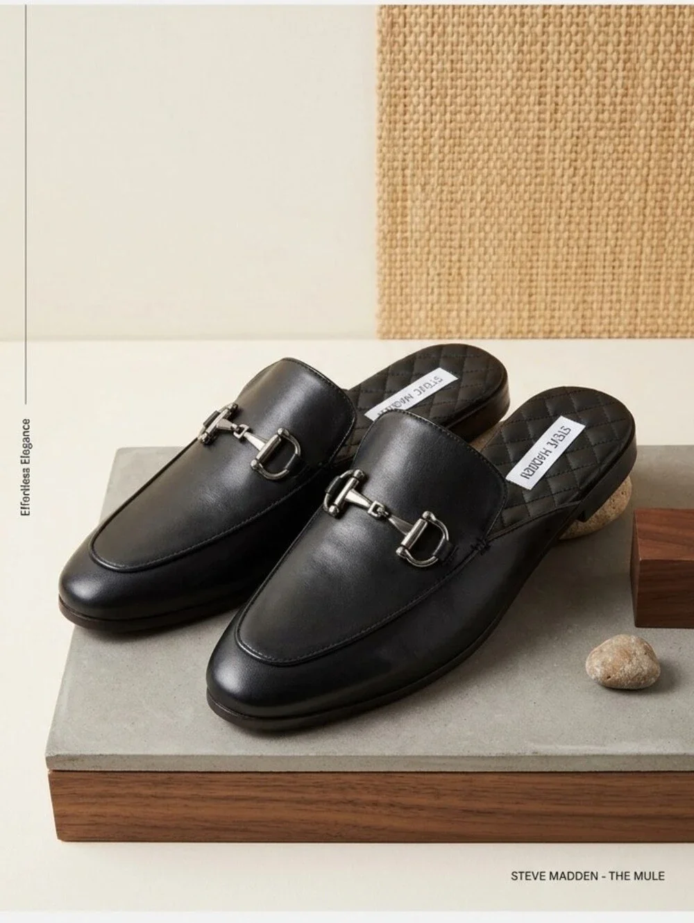 Steve Madden Men's Leather Black Dazling Comfortable Slip-on Mules Size 8.5